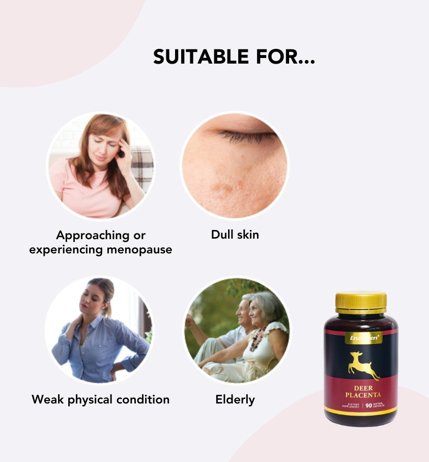 Enzergen Deer Placenta 10000mg supplement for skin health and vitality